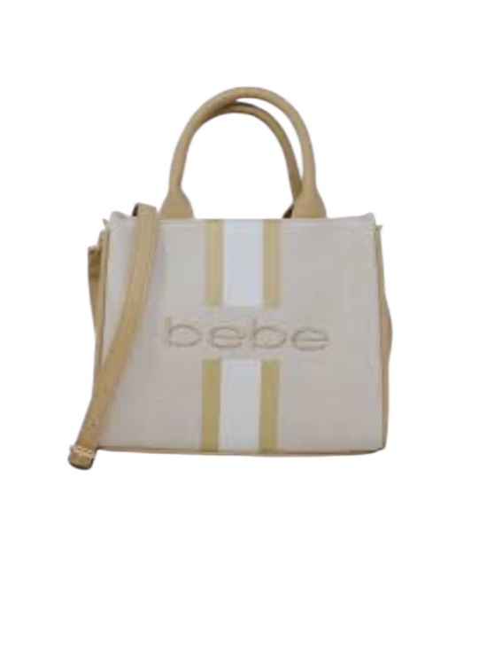 bebe Handbags - Bebe NWT Beige and White Mini Satchel with Tan Accents